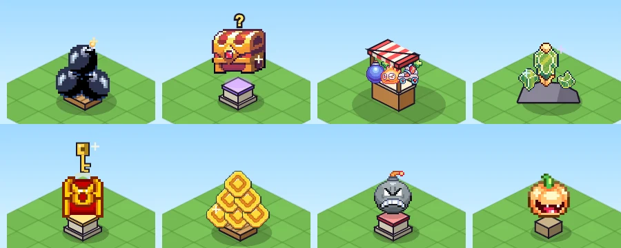 25 enfeites novos, com a arte do próprio BombCrypto
